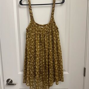 RVCA Brown and Yellow Asymmetrical Mini Dress